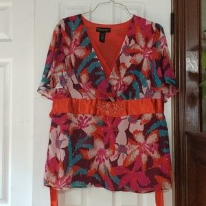 Floral Tie back Lane Bryant shirt